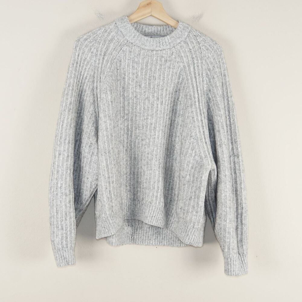 Madewell Ribbed Cotton Wool Blend Gray Relaxed Fit Sweater Womens Sz M NT858